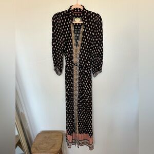 Maeve Belted Maxi Dress Size 12 - Black Multi